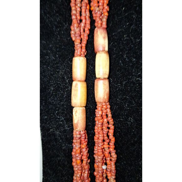 Artsy Multi-Layered Seed Bead Women's Necklace Long Chunky Beachy Grandmacore - Picture 4 of 9